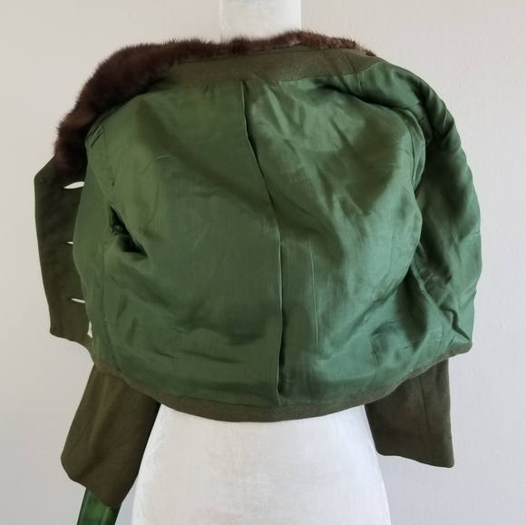 VTG 50s Branell Mink Collar Cropped Suit Jacket - Picture 13 of 16